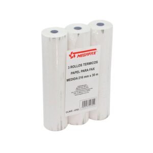 Rollo térmico para fax 3 pzas. 216mm de ancho x 30m de largo