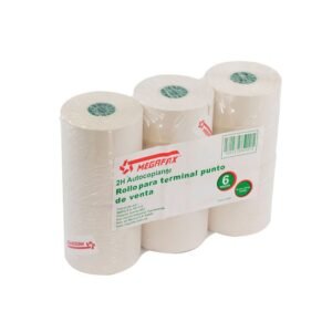 Rollo para terminal punto de venta 2 hojas autocopiante 6 pzas. 76mm de ancho x 70mm de diámetro