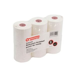 Rollo para terminal punto de venta bond 6 pzas. 76mm de ancho x 70mm de diámetro